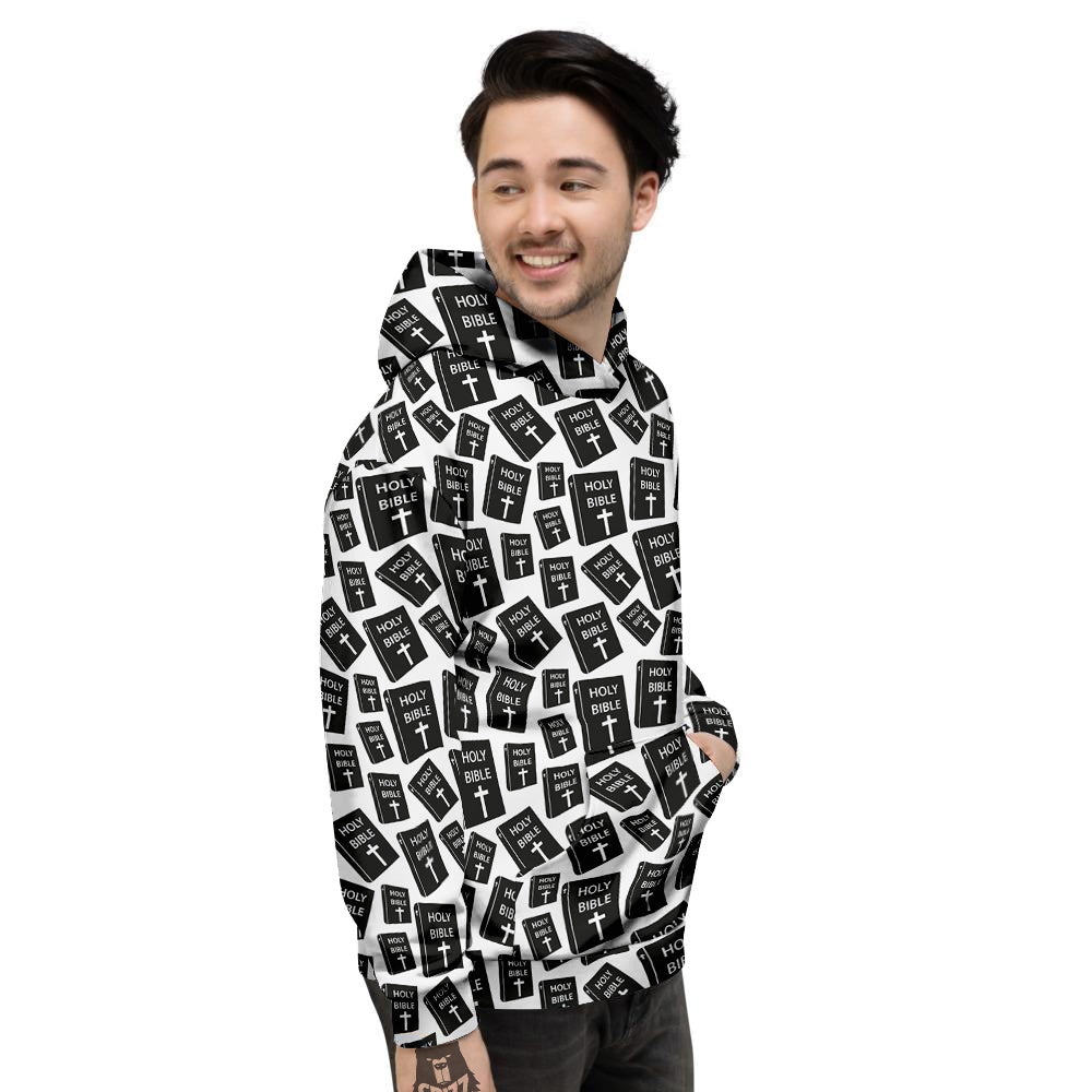 Holy Bible Christian Black Print Pattern Men's Hoodie-grizzshop