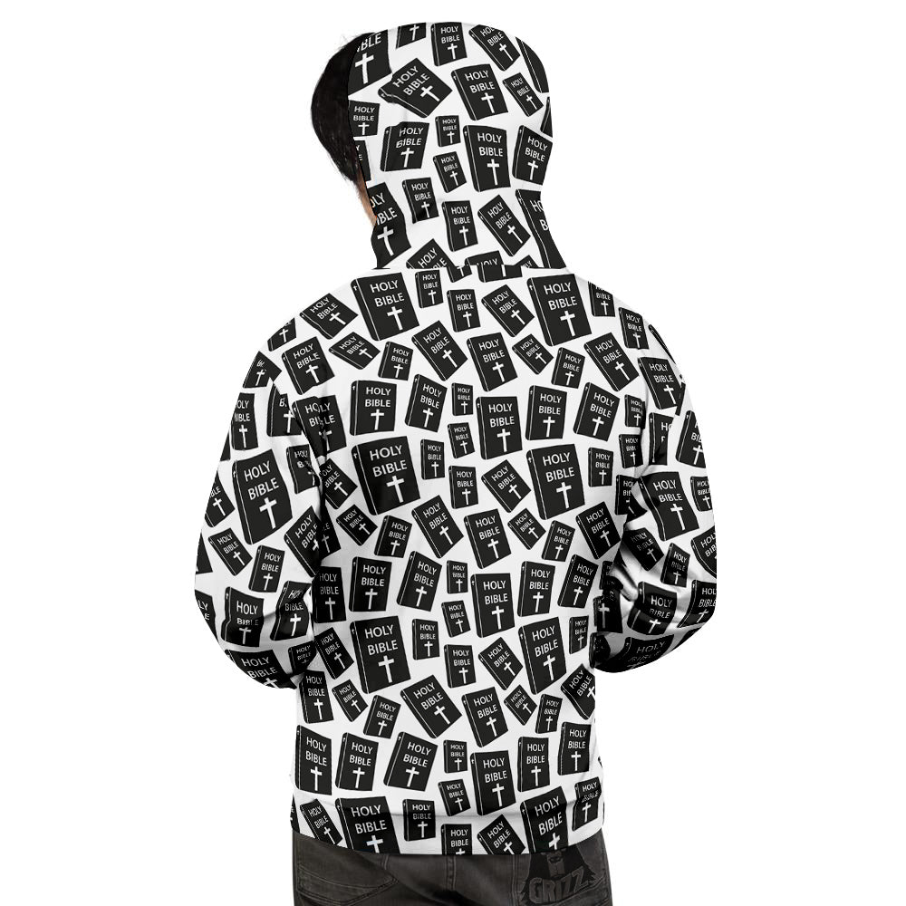 Holy Bible Christian Black Print Pattern Men's Hoodie-grizzshop