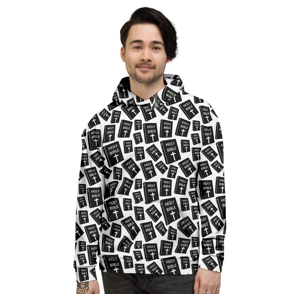 Holy Bible Christian Black Print Pattern Men's Hoodie-grizzshop