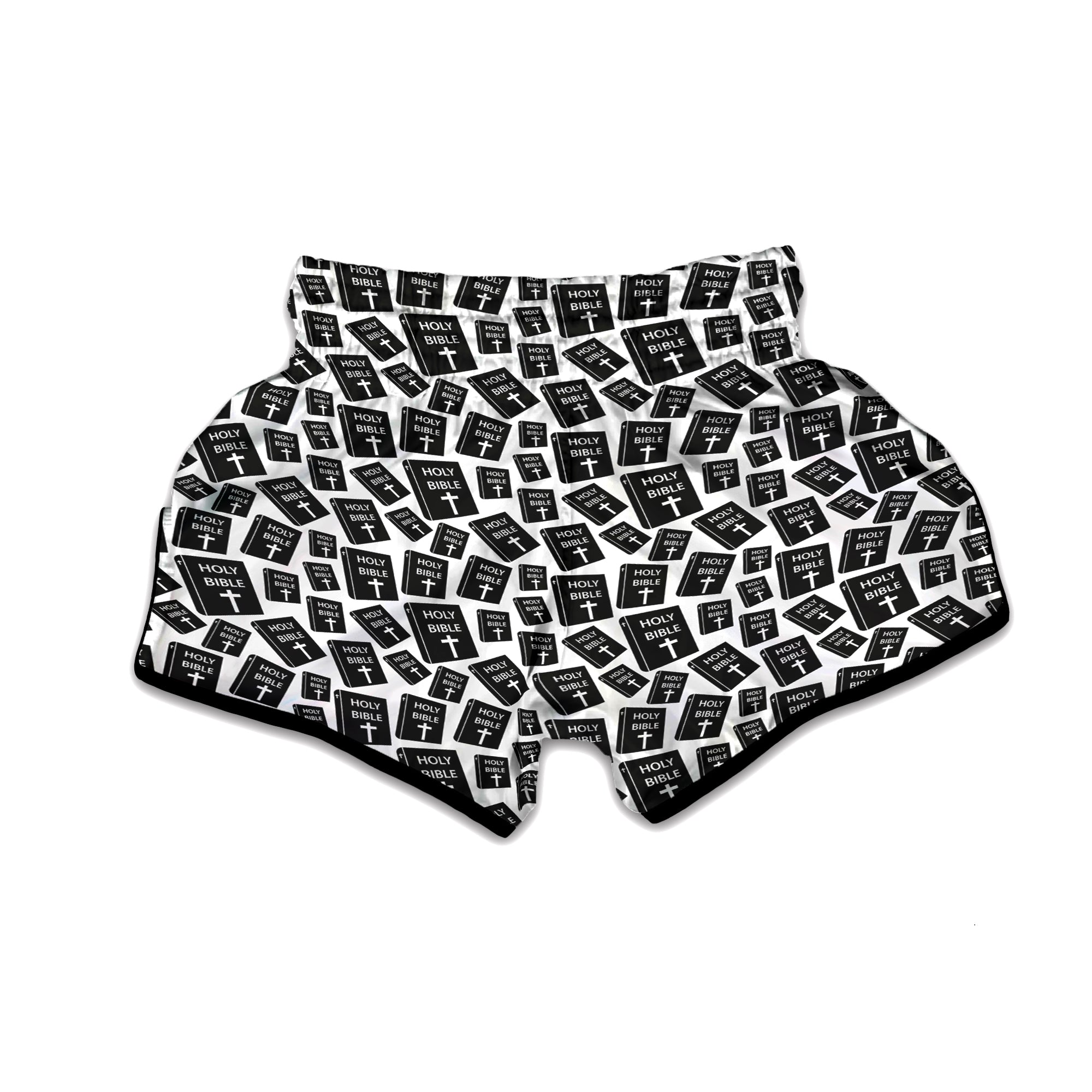 Holy Bible Christian Black Print Pattern Muay Thai Boxing Shorts-grizzshop
