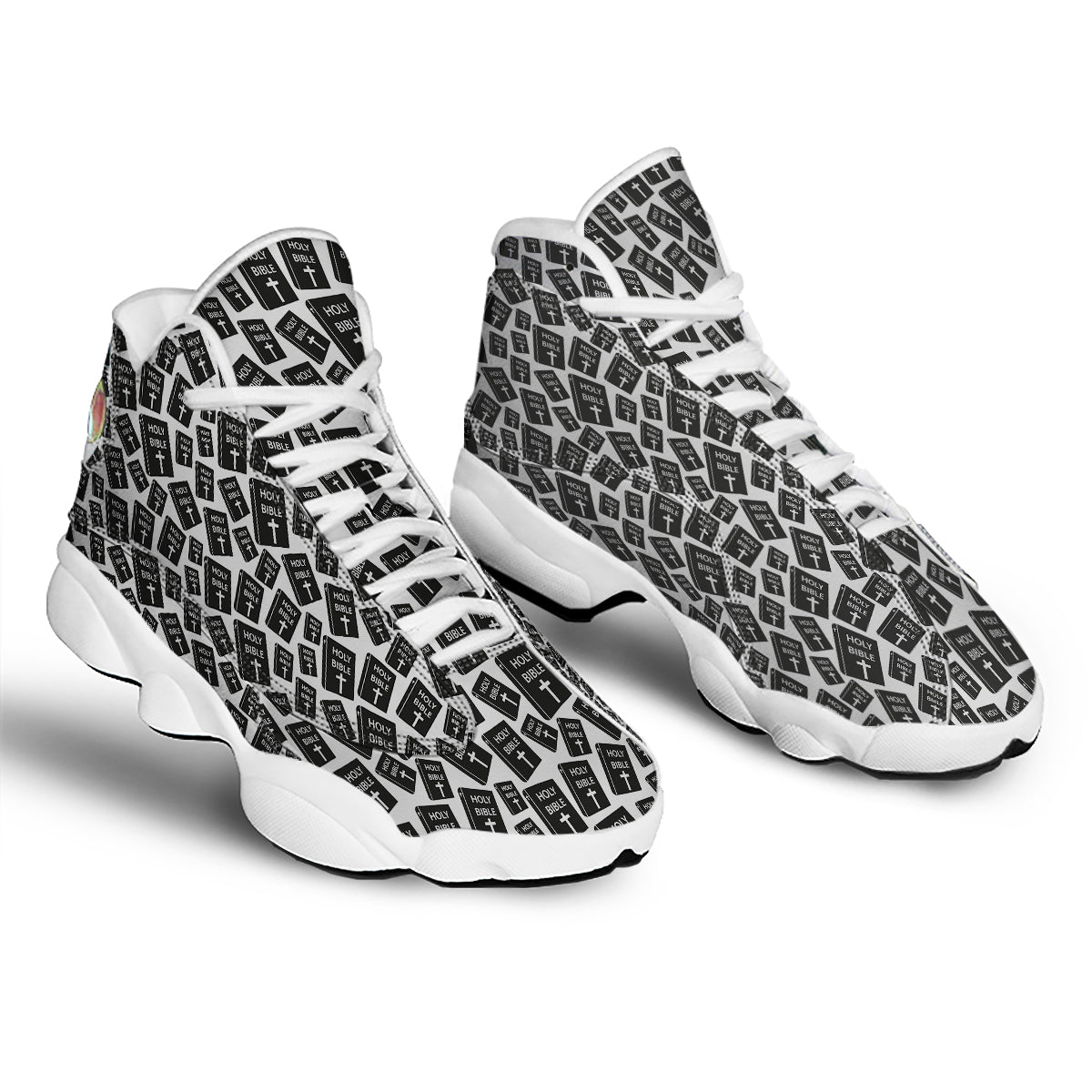 Holy Bible Christian Black Print Pattern White Basketball Shoes-grizzshop