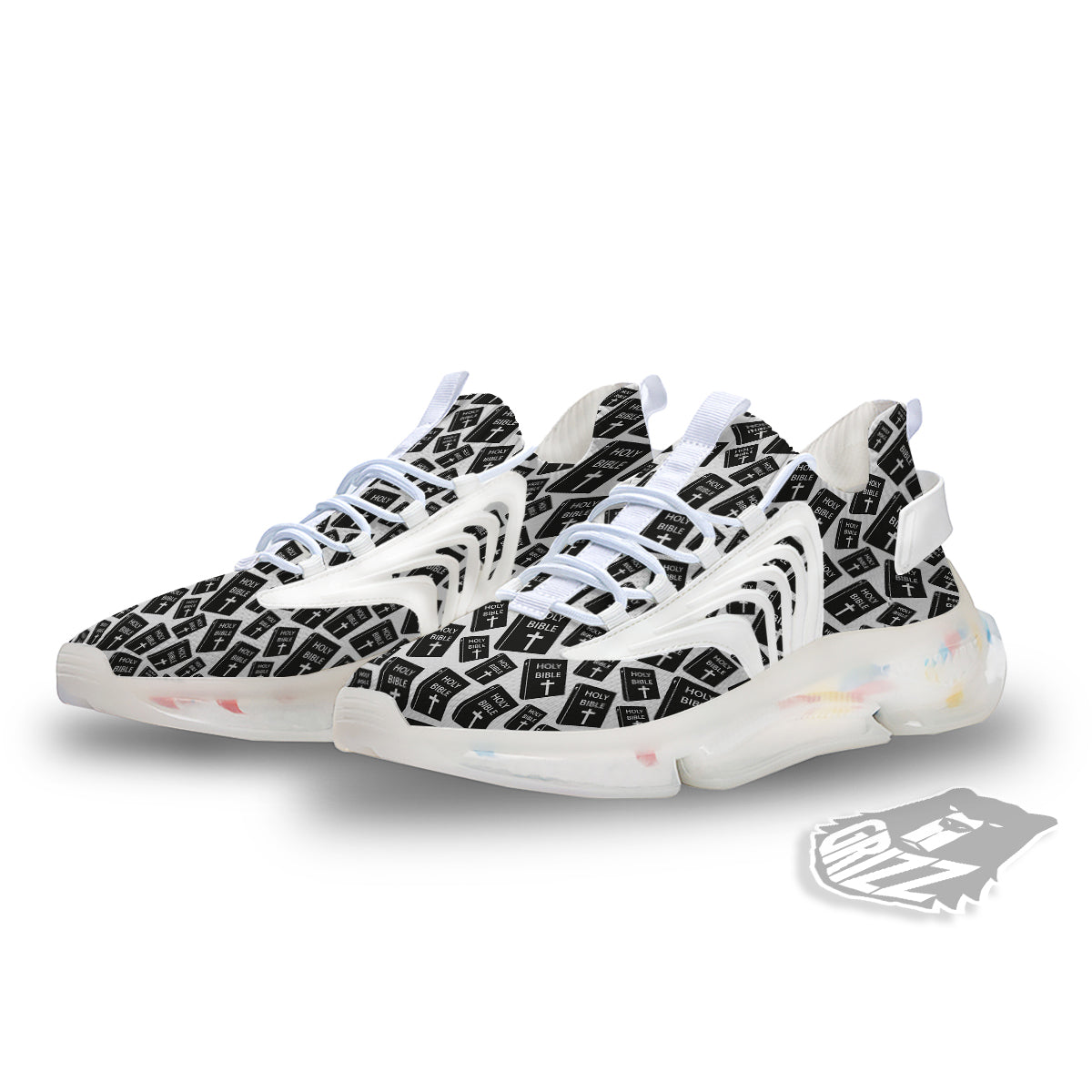 Holy Bible Christian Black Print Pattern White Gym Shoes-grizzshop
