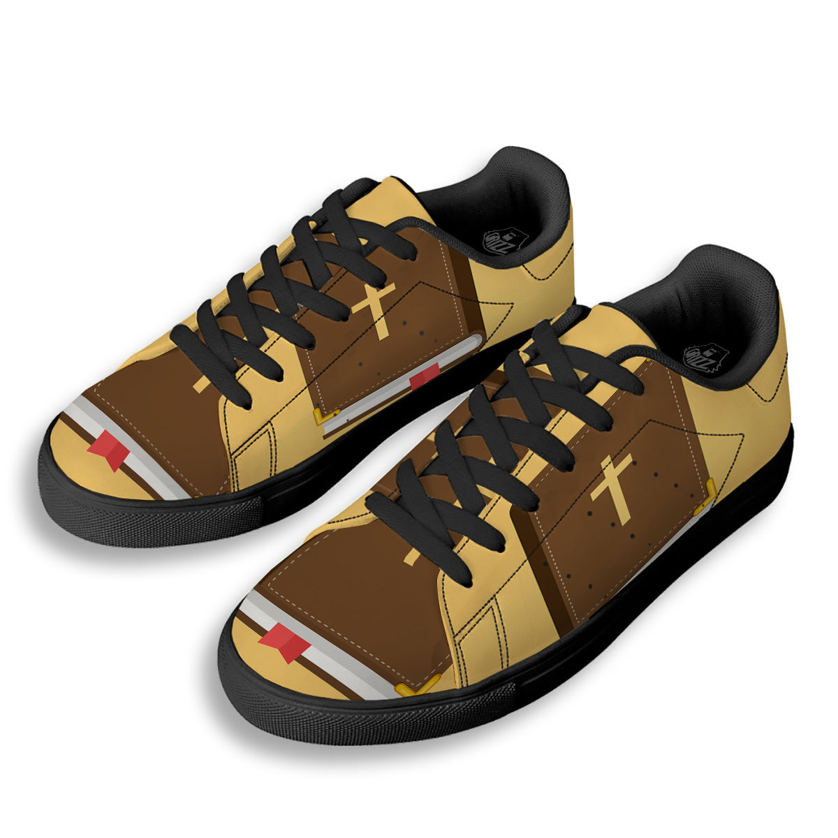 Holy Bible Christian Print Black Low Top Sneakers-grizzshop