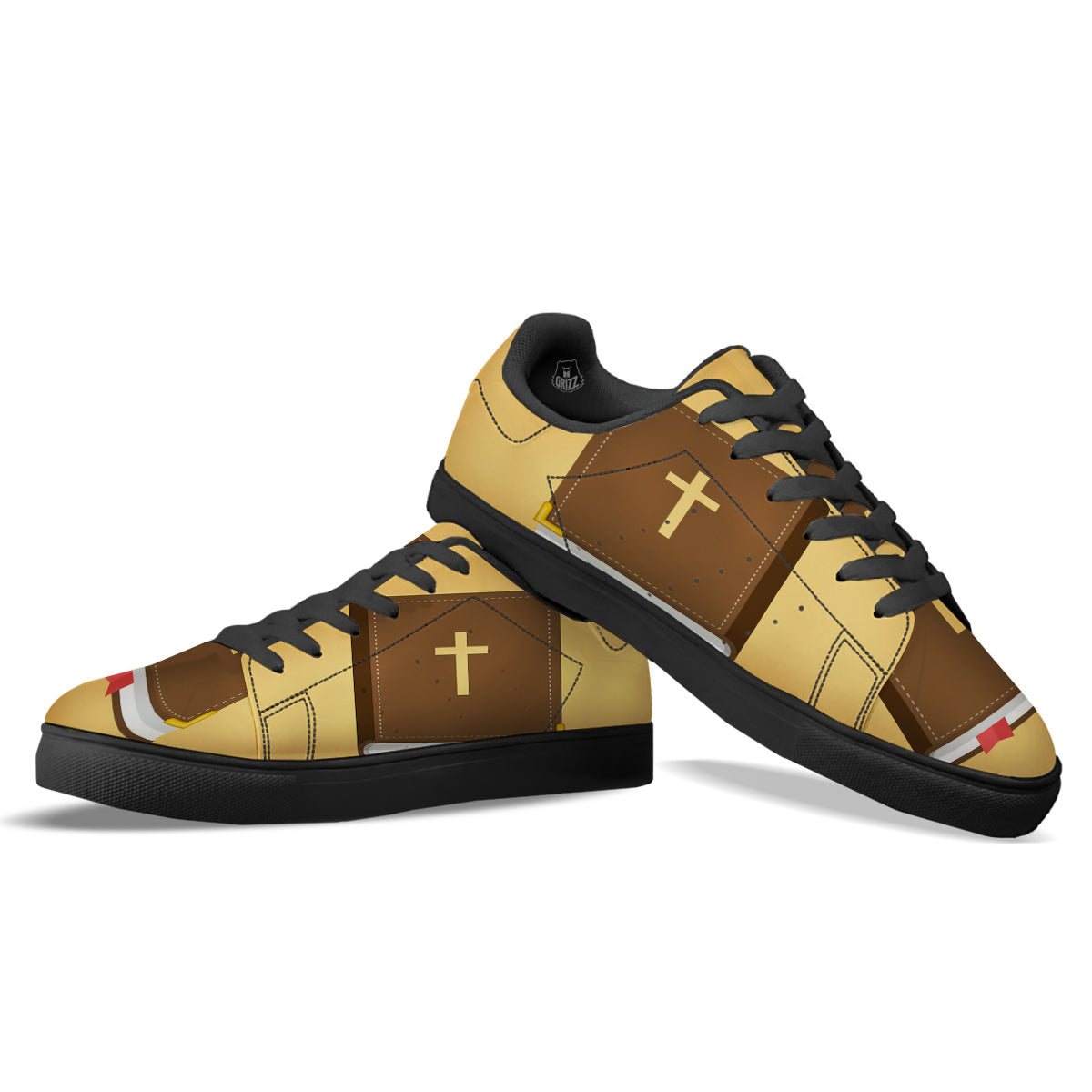 Holy Bible Christian Print Black Low Top Sneakers-grizzshop