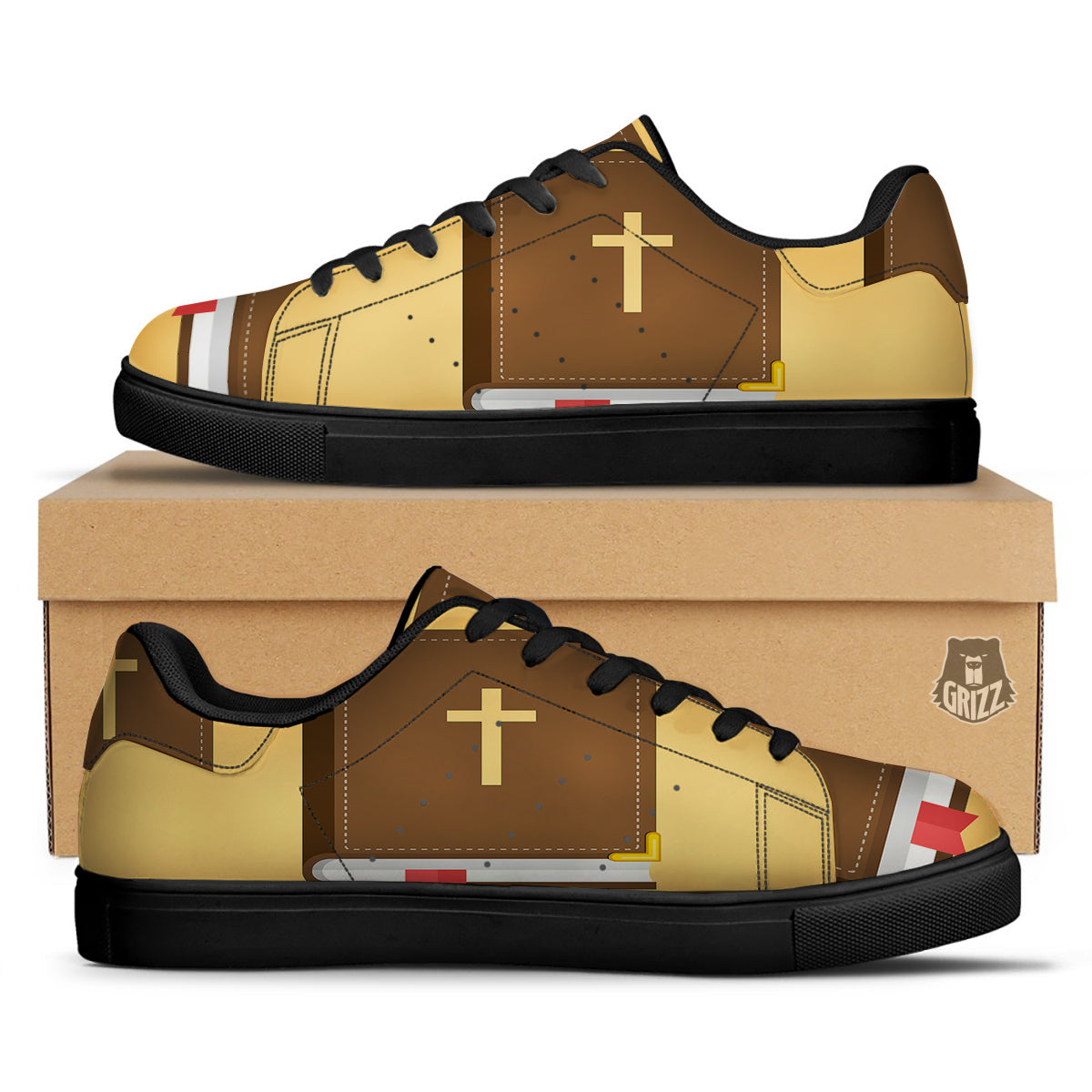 Holy Bible Christian Print Black Low Top Sneakers-grizzshop
