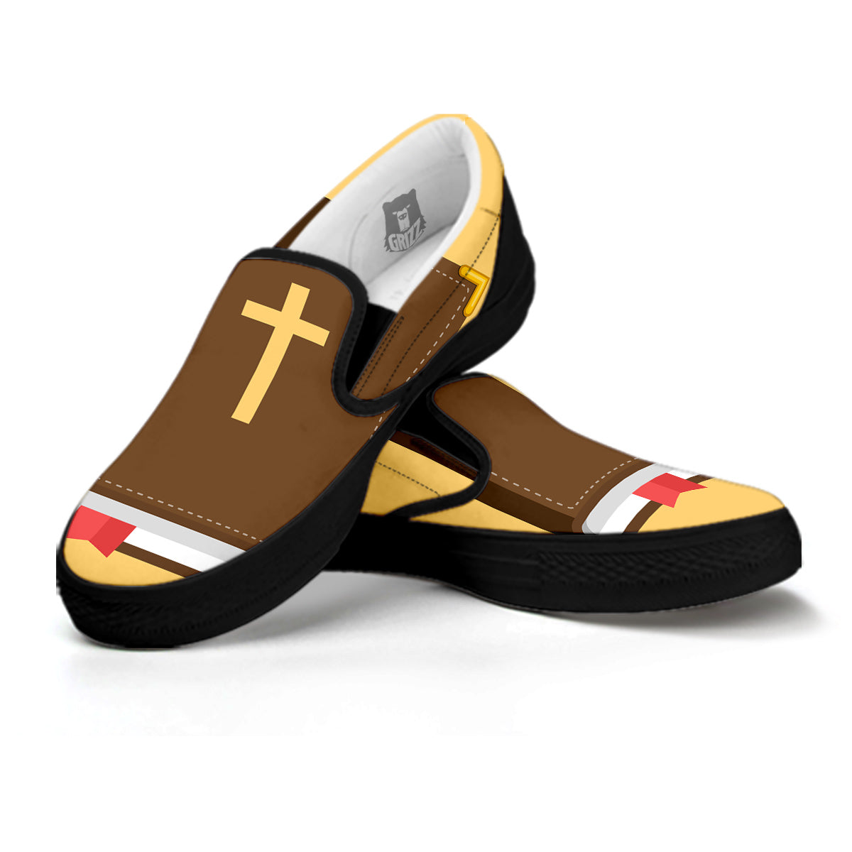 Holy Bible Christian Print Black Slip On Shoes-grizzshop