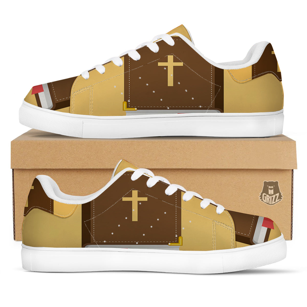 Holy Bible Christian Print White Low Top Sneakers-grizzshop