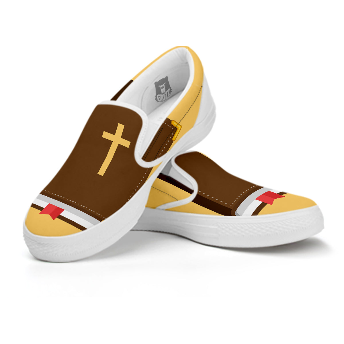 Holy Bible Christian Print White Slip On Shoes-grizzshop
