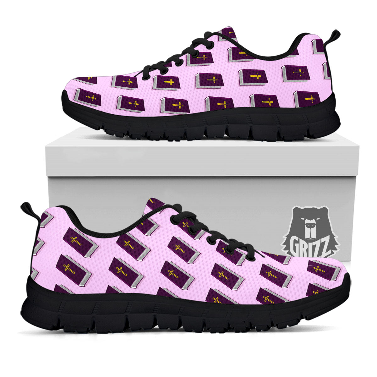 Holy Bible Purple Print Pattern Black Sneaker-grizzshop