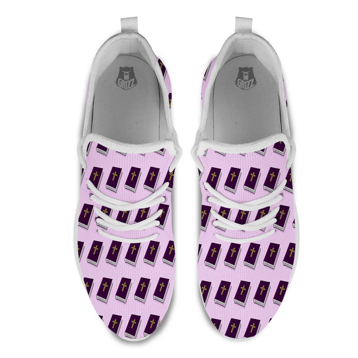 Holy Bible Purple Print Pattern White Athletic Shoes-grizzshop