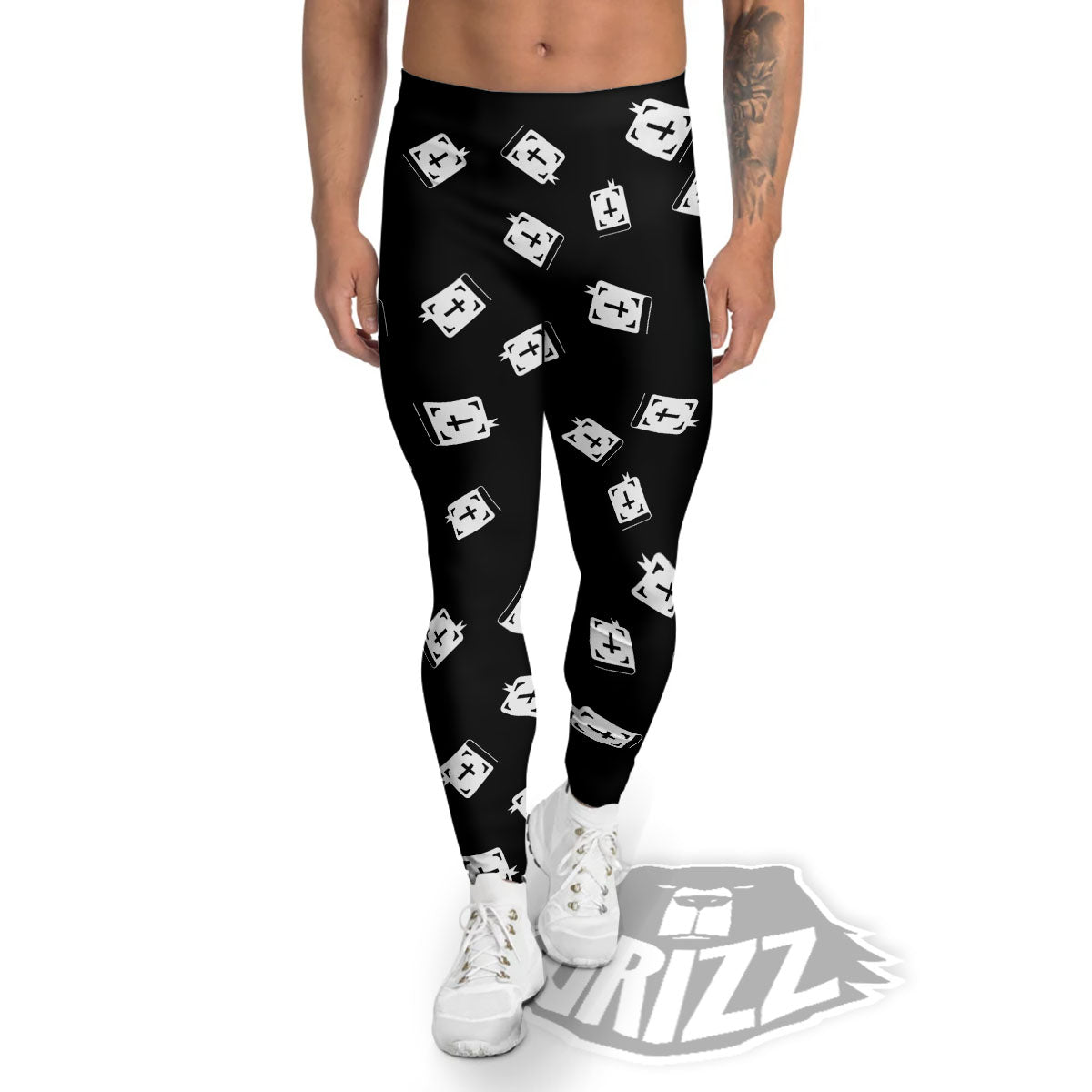 Holy Bible White And Black Print Pattern Men's Leggings-grizzshop