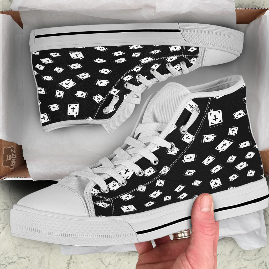 Holy Bible White And Black Print Pattern White High Top Shoes-grizzshop
