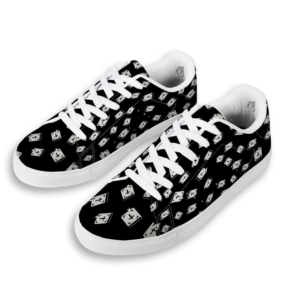 Holy Bible White And Black Print Pattern White Low Top Sneakers-grizzshop
