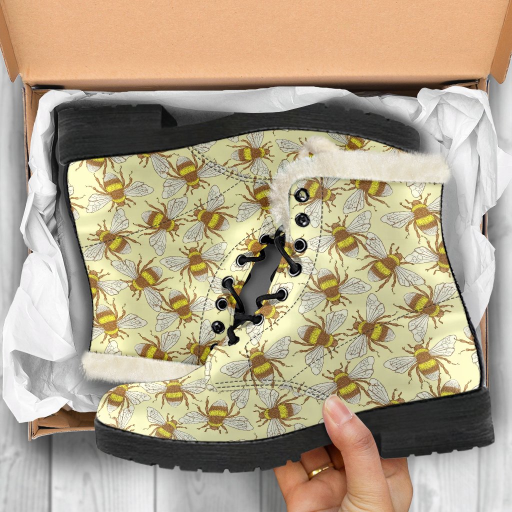 Honey Bee Gifts Pattern Print Comfy Winter Boots-grizzshop