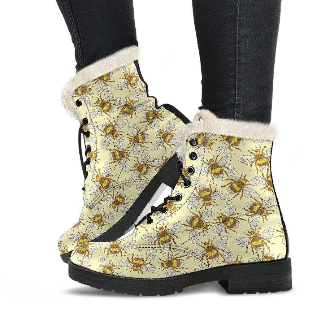 Honey Bee Gifts Pattern Print Comfy Winter Boots-grizzshop