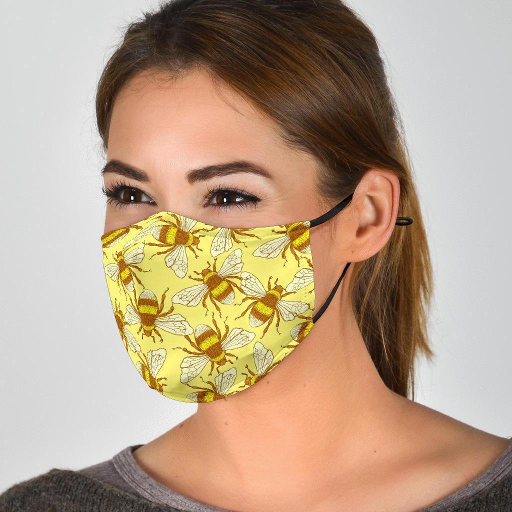 Honey Bee Gifts Pattern Print Face Mask-grizzshop