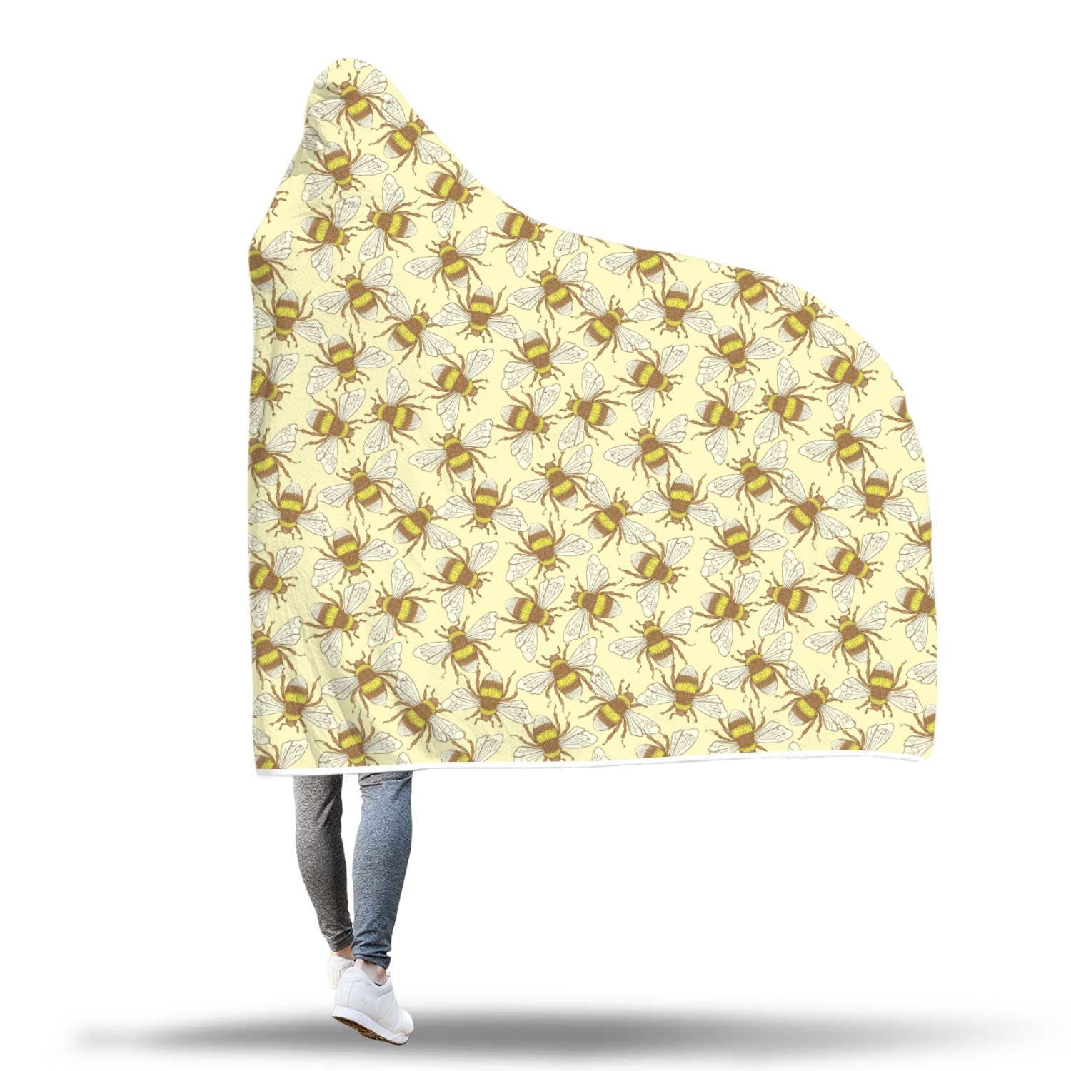 Honey Bee Gifts Pattern Print Hooded Blanket-grizzshop