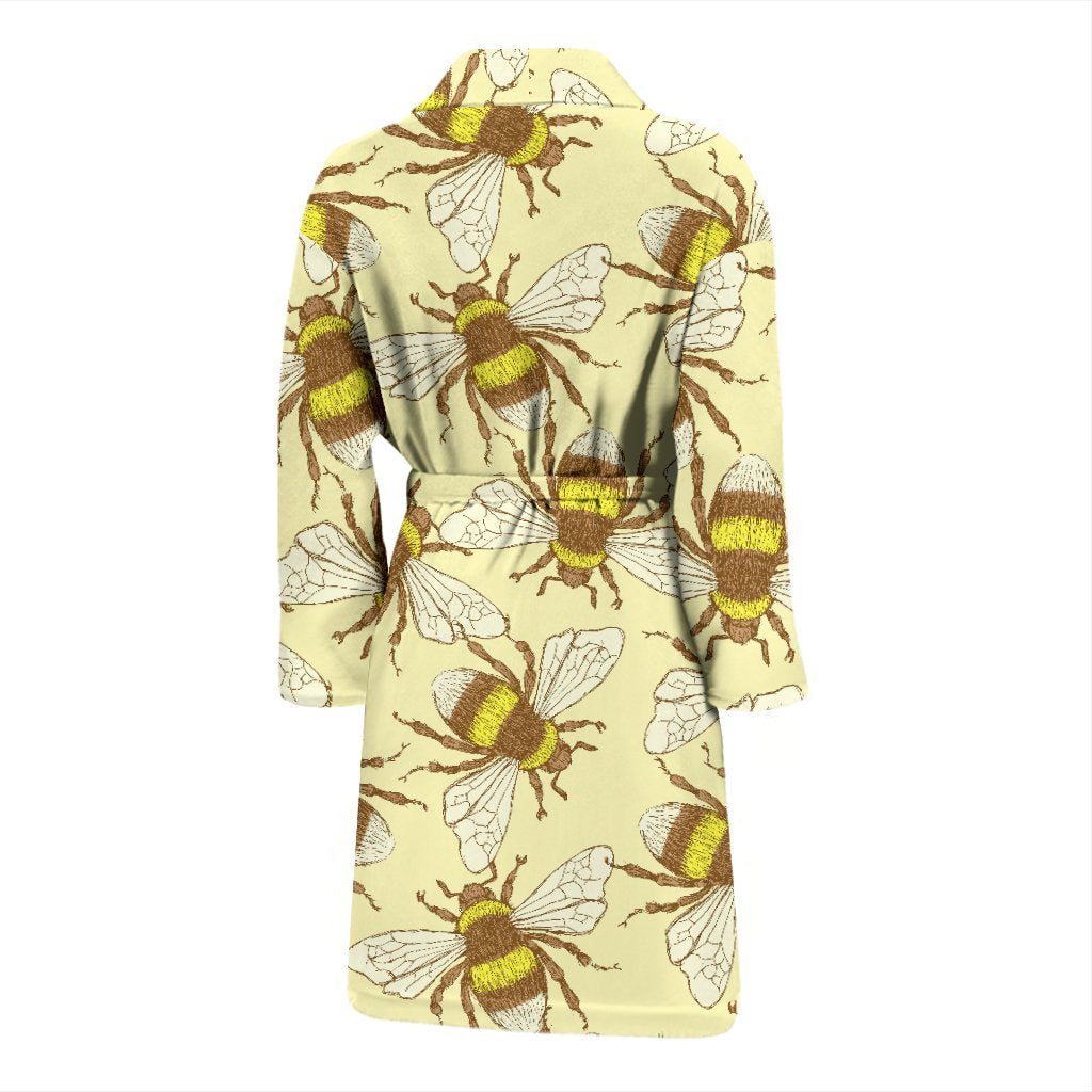 Honey Bee Gifts Pattern Print Men Long Robe-grizzshop