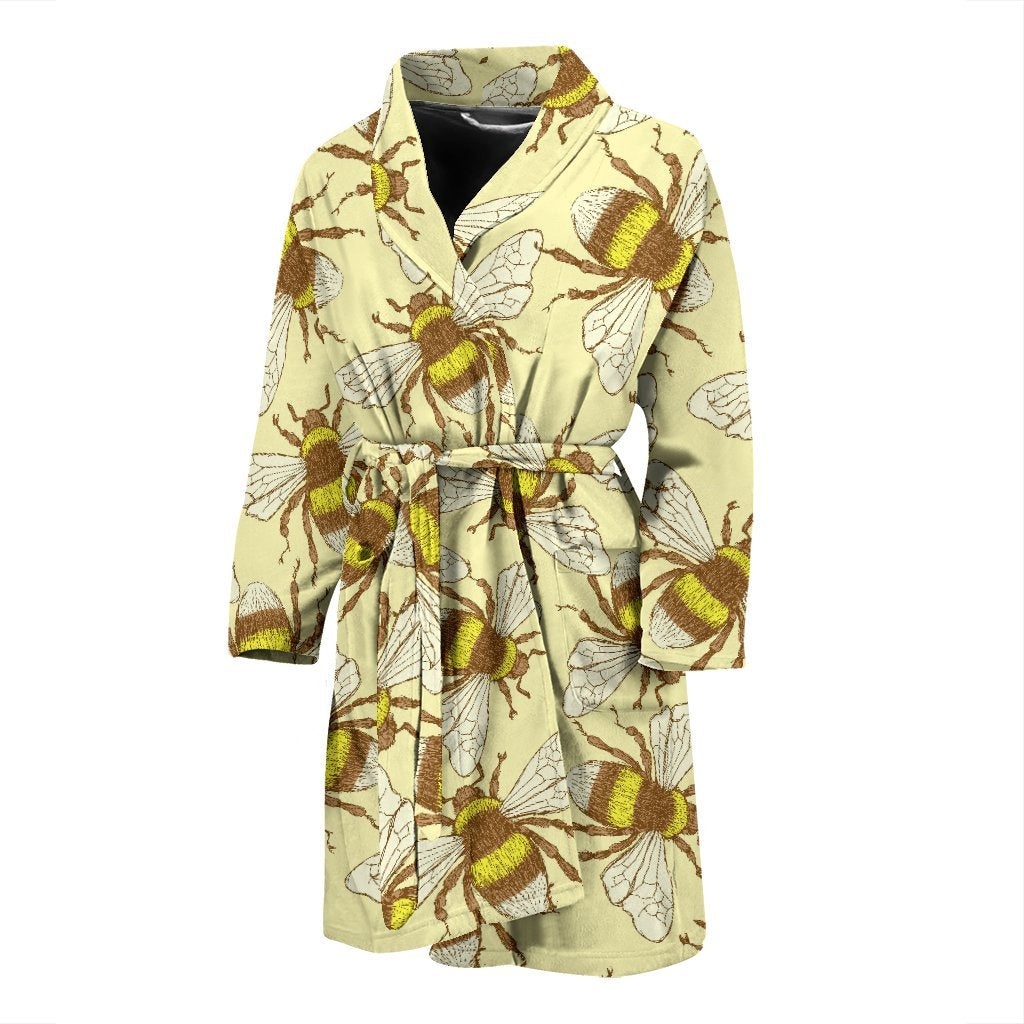 Honey Bee Gifts Pattern Print Men Long Robe-grizzshop