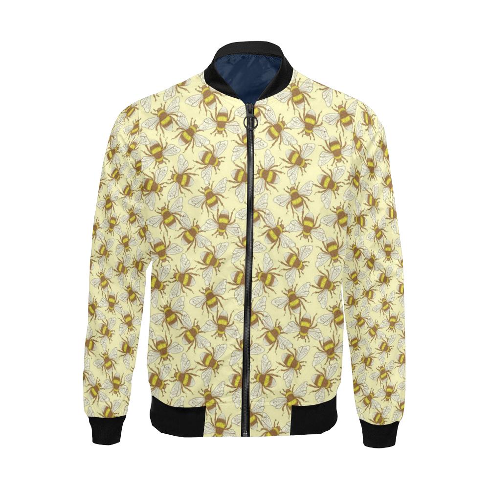 Honey Bee Gifts Pattern Print Men's Bomber Jacket-grizzshop