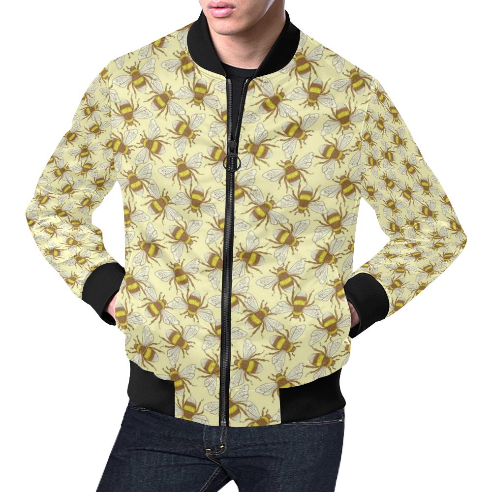 Honey Bee Gifts Pattern Print Men's Bomber Jacket-grizzshop