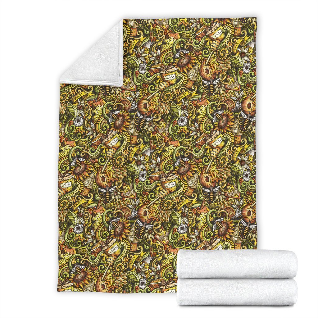 Honey Bee Psychedelic Gifts Pattern Print Blanket-grizzshop
