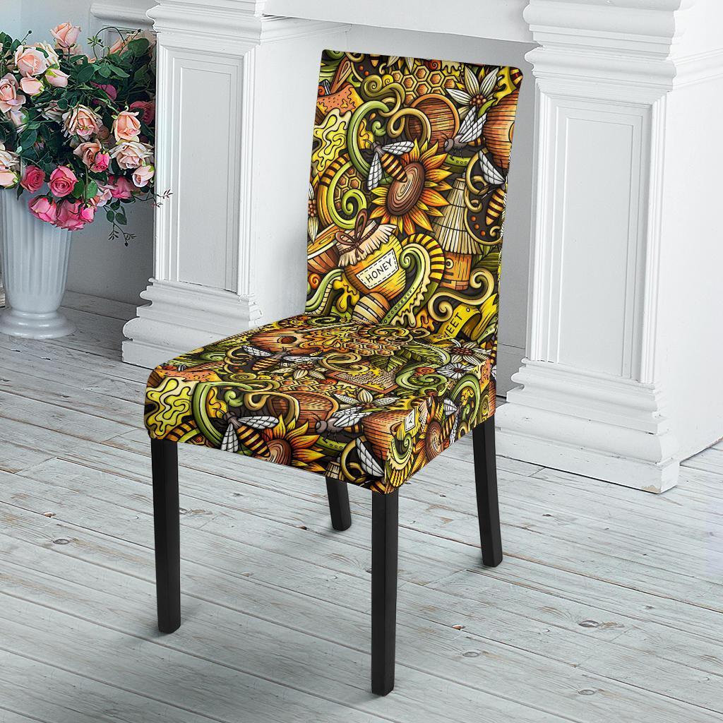 Honey Bee Psychedelic Gifts Pattern Print Chair Cover-grizzshop