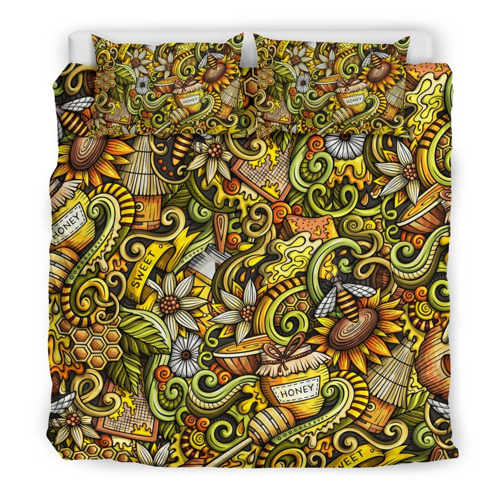 Honey Bee Psychedelic Gifts Pattern Print Duvet Cover Bedding Set-grizzshop