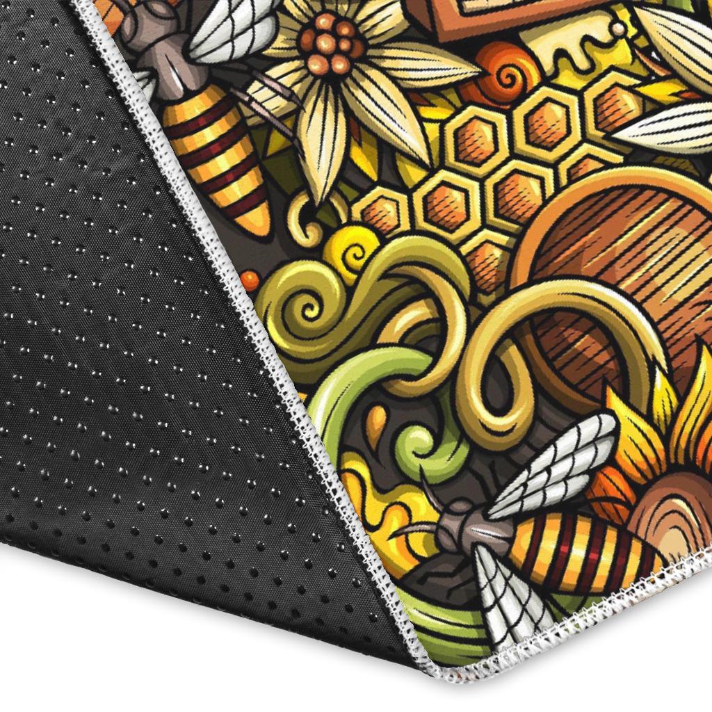 Honey Bee Psychedelic Gifts Pattern Print Floor Mat-grizzshop