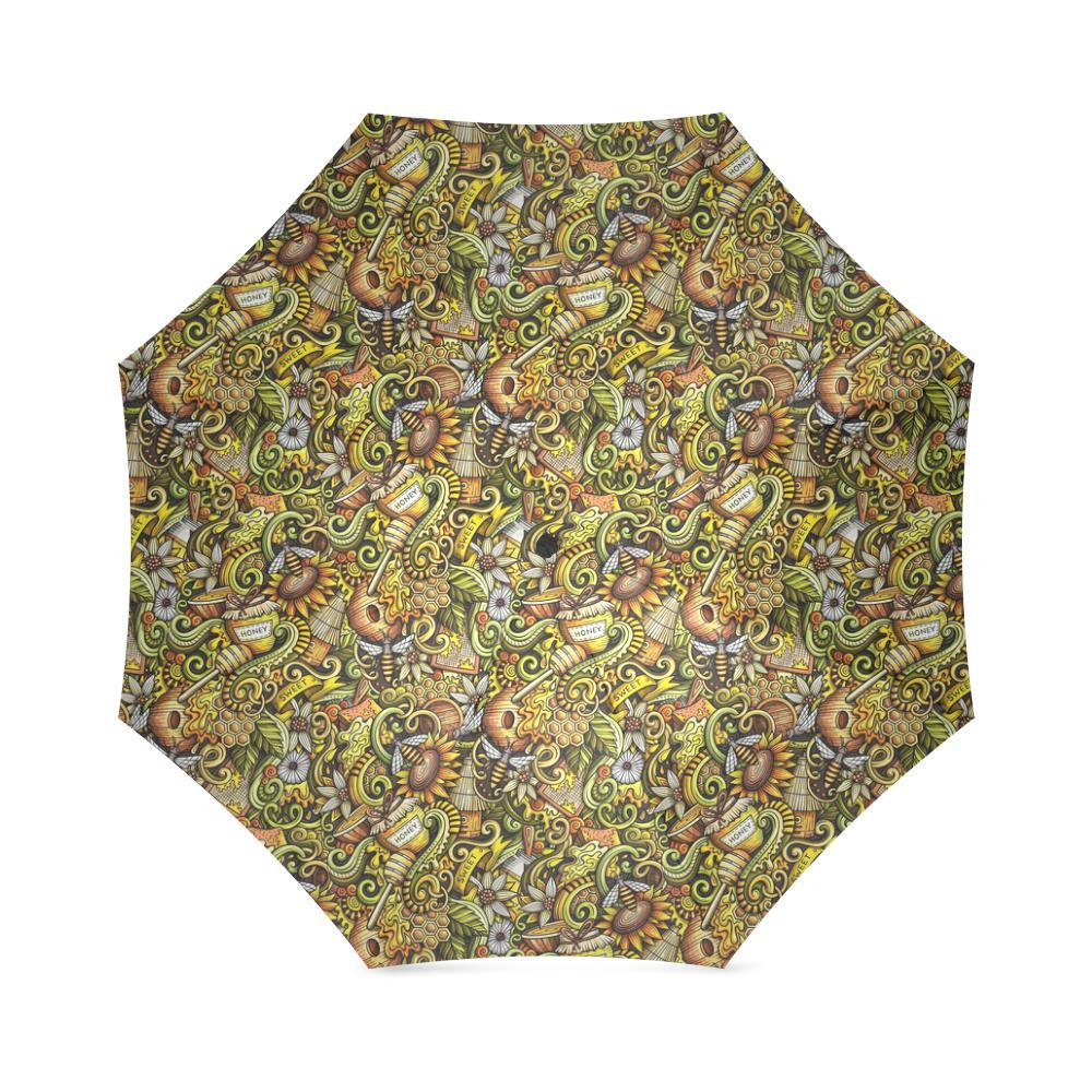 Honey Bee Psychedelic Gifts Pattern Print Foldable Umbrella-grizzshop