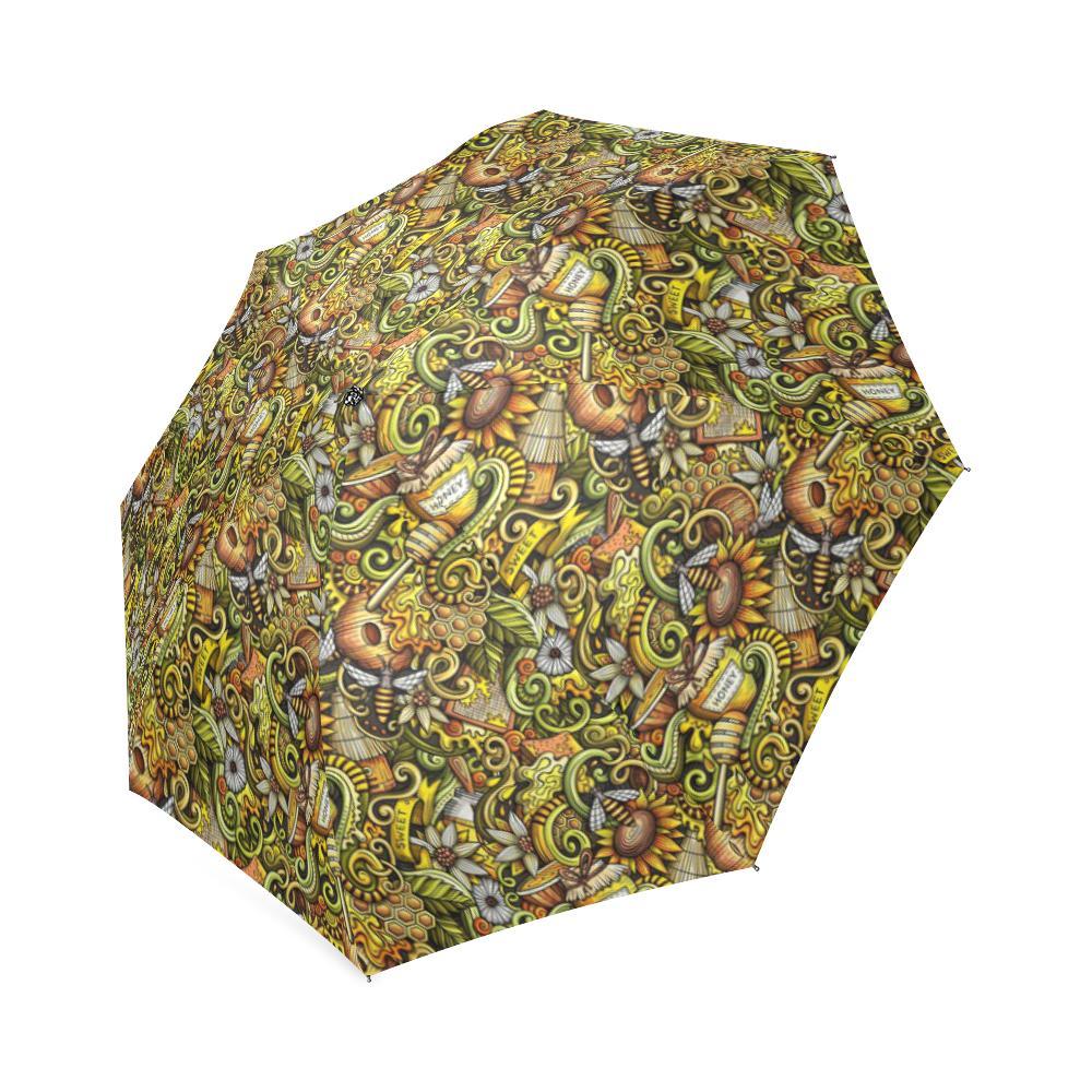 Honey Bee Psychedelic Gifts Pattern Print Foldable Umbrella-grizzshop