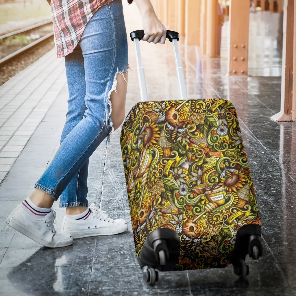 Honey Bee Psychedelic Gifts Pattern Print Luggage Cover Protector-grizzshop