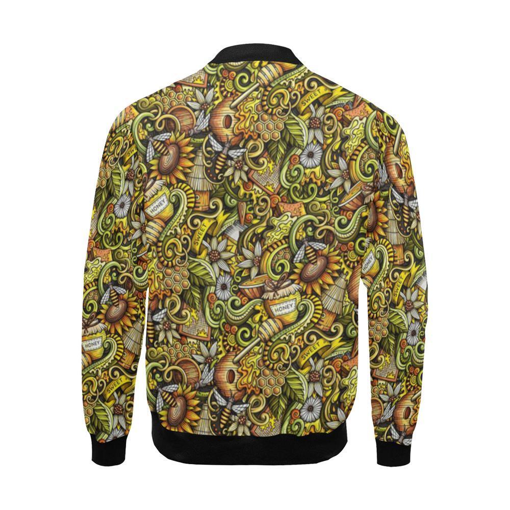 Honey Bee Psychedelic Gifts Pattern Print Men's Bomber Jacket-grizzshop