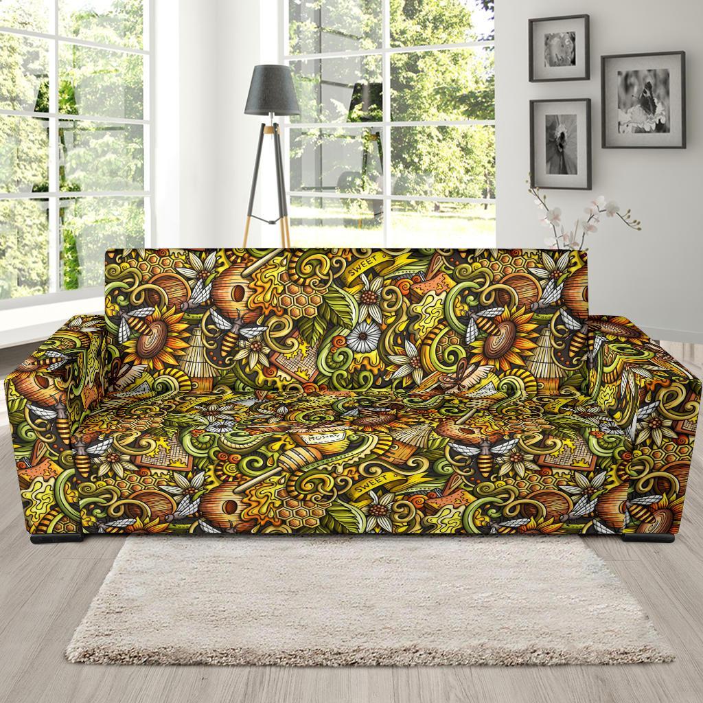 Honey Bee Psychedelic Gifts Pattern Print Sofa Covers-grizzshop