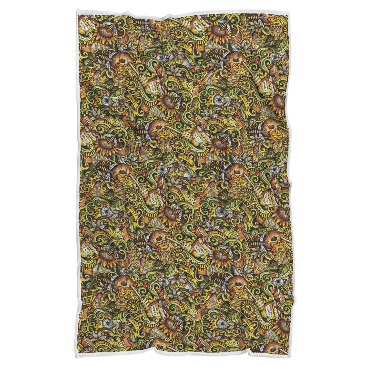Honey Bee Psychedelic Gifts Pattern Print Throw Blanket