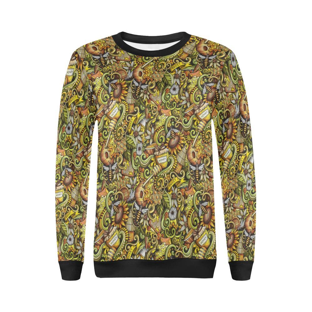 Honey Bee Psychedelic Gifts Pattern Print Women Crewneck Sweatshirt-grizzshop