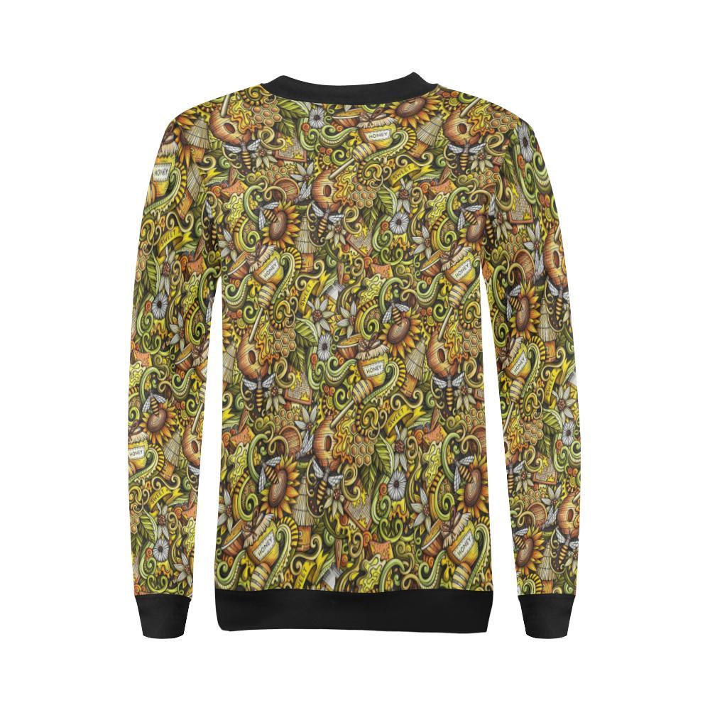 Honey Bee Psychedelic Gifts Pattern Print Women Crewneck Sweatshirt-grizzshop