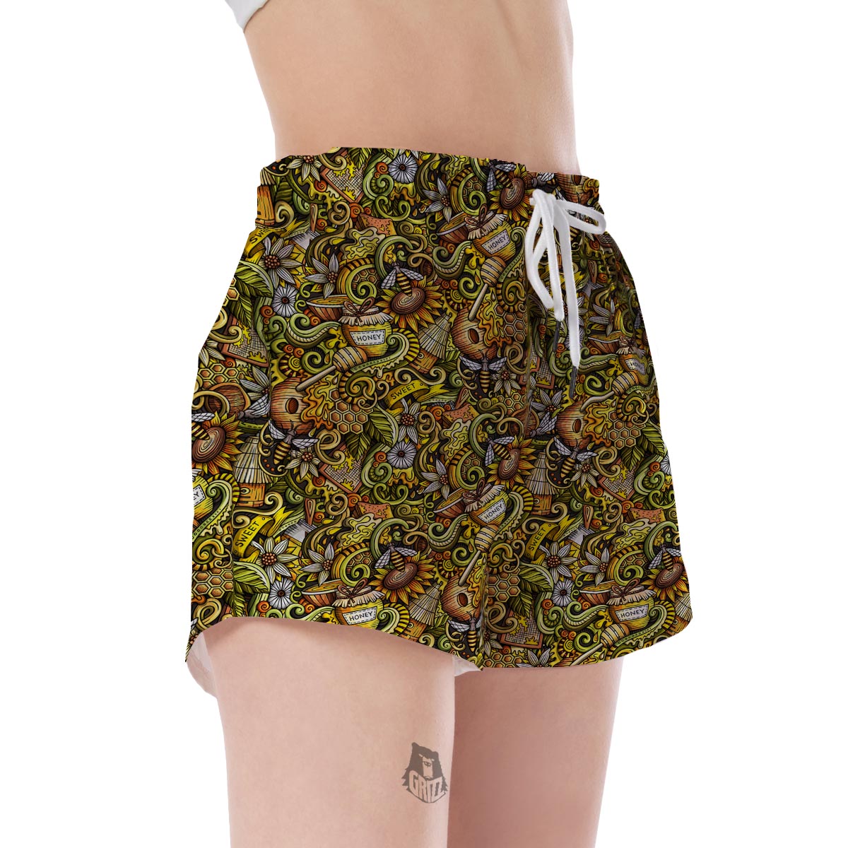 Honey Bee Psychedelic Gifts Pattern Print Women's Shorts-grizzshop