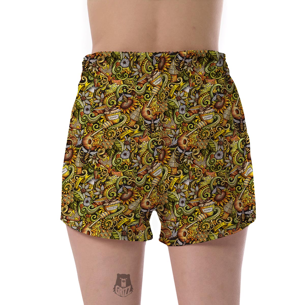 Honey Bee Psychedelic Gifts Pattern Print Women's Shorts-grizzshop