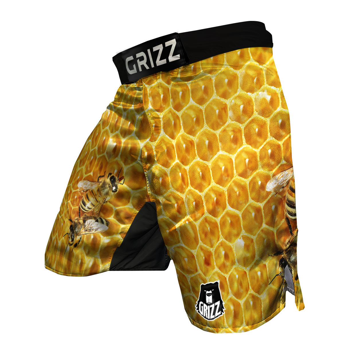 Honeycomb And Bees Print MMA Shorts-grizzshop