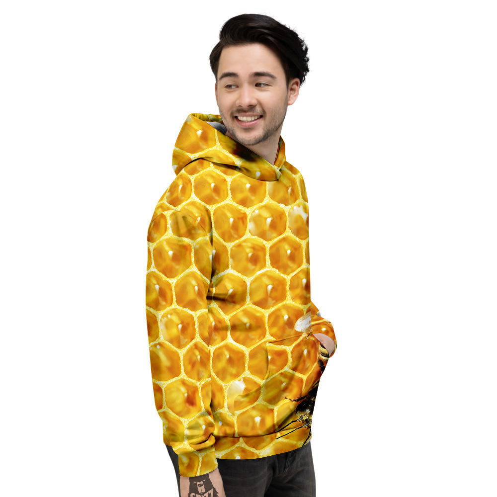 Honeycomb And Bees Print Men's Hoodie-grizzshop