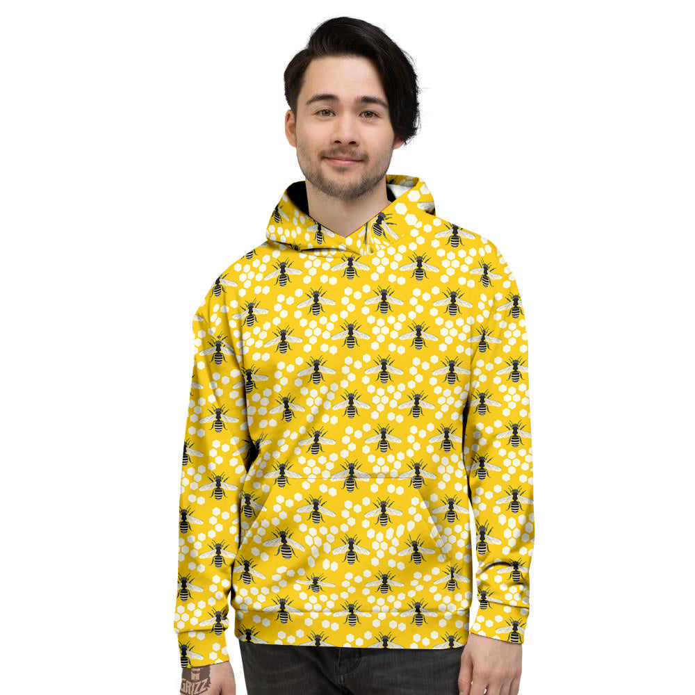 Honeycomb Bee Print Pattern Men's Hoodie-grizzshop