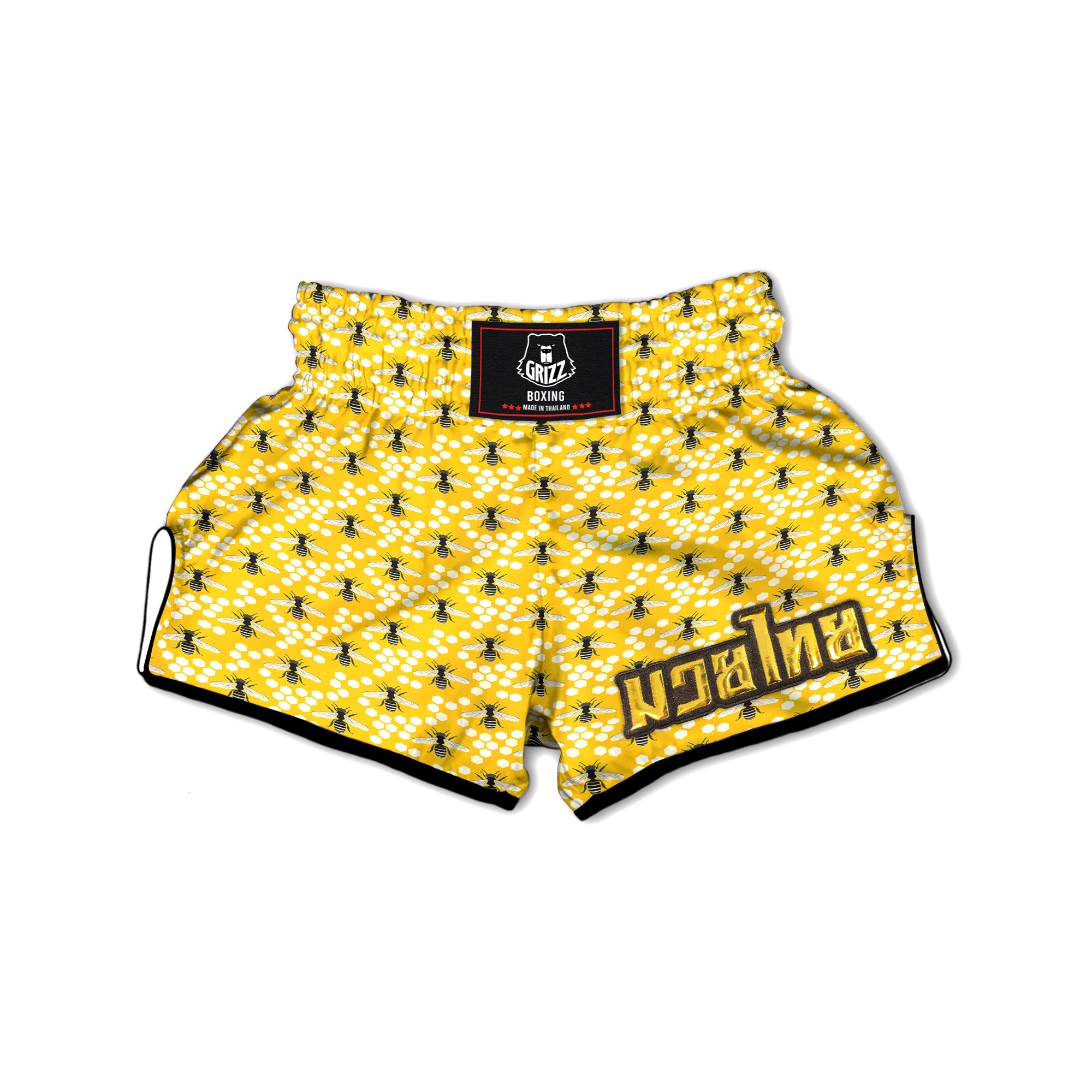Honeycomb Bee Print Pattern Muay Thai Boxing Shorts-grizzshop