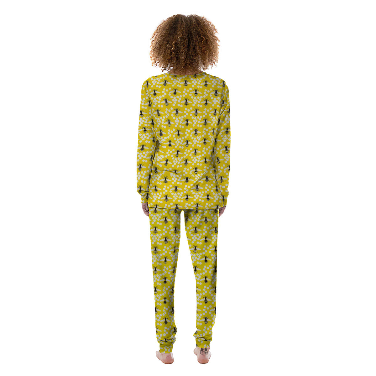Honeycomb Bee Print Pattern Women's Pajamas-grizzshop