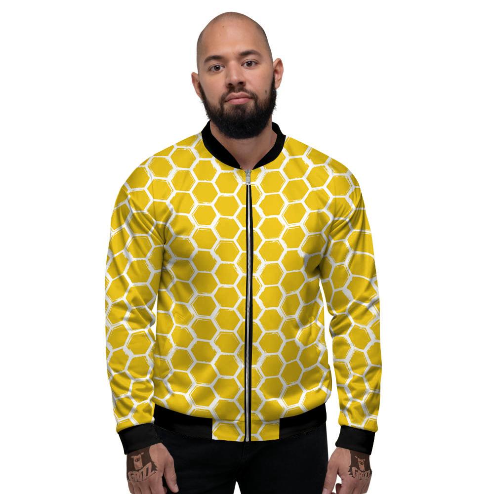 Honeycomb Print Pattern Men's Bomber Jacket-grizzshop
