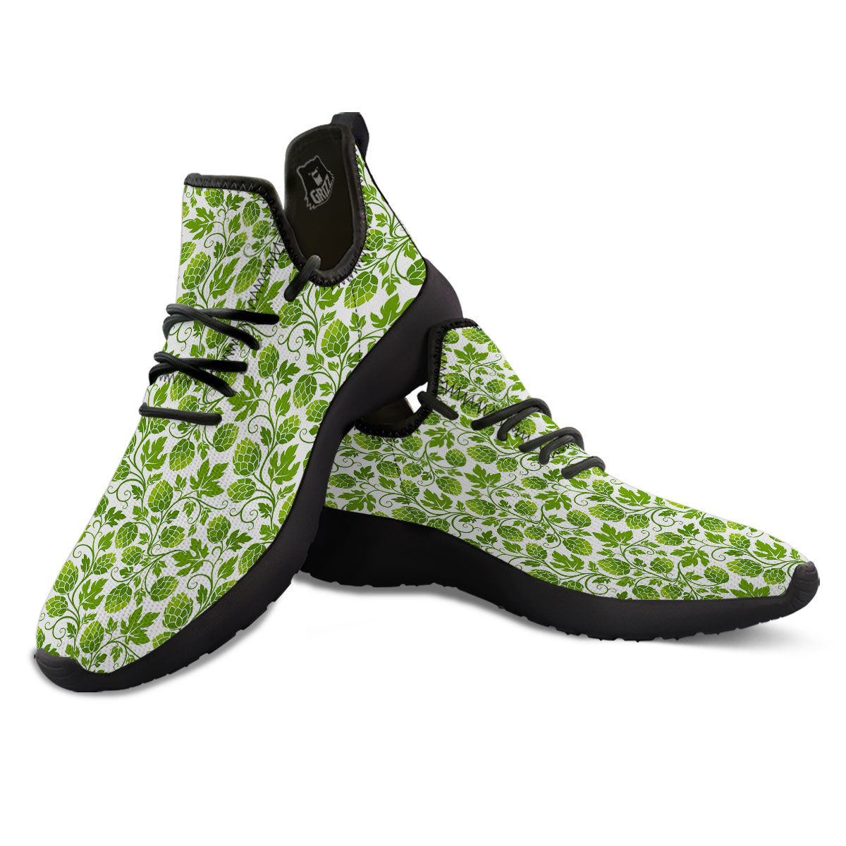 Hop Cone Cartoon Print Pattern Black Athletic Shoes-grizzshop