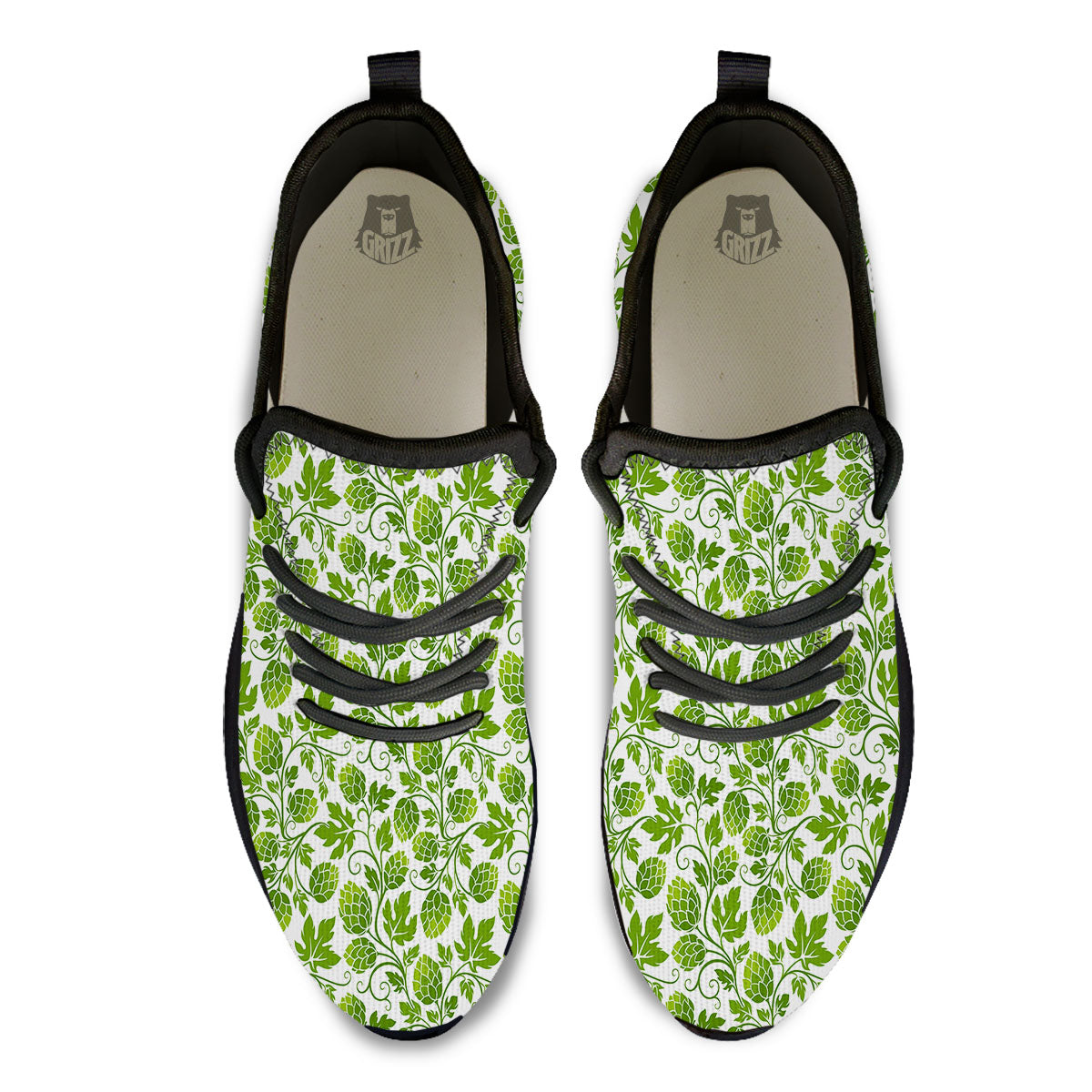 Hop Cone Cartoon Print Pattern Black Athletic Shoes-grizzshop