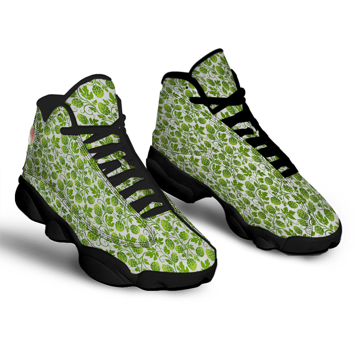 Hop Cone Cartoon Print Pattern Black Basketball Shoes-grizzshop