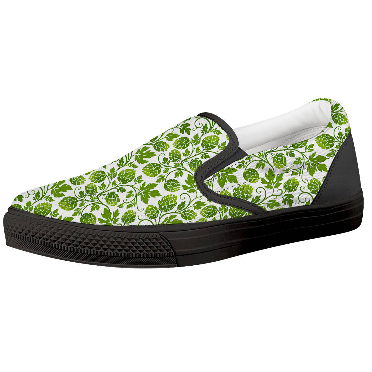 Hop Cone Cartoon Print Pattern Black Slip On Shoes-grizzshop