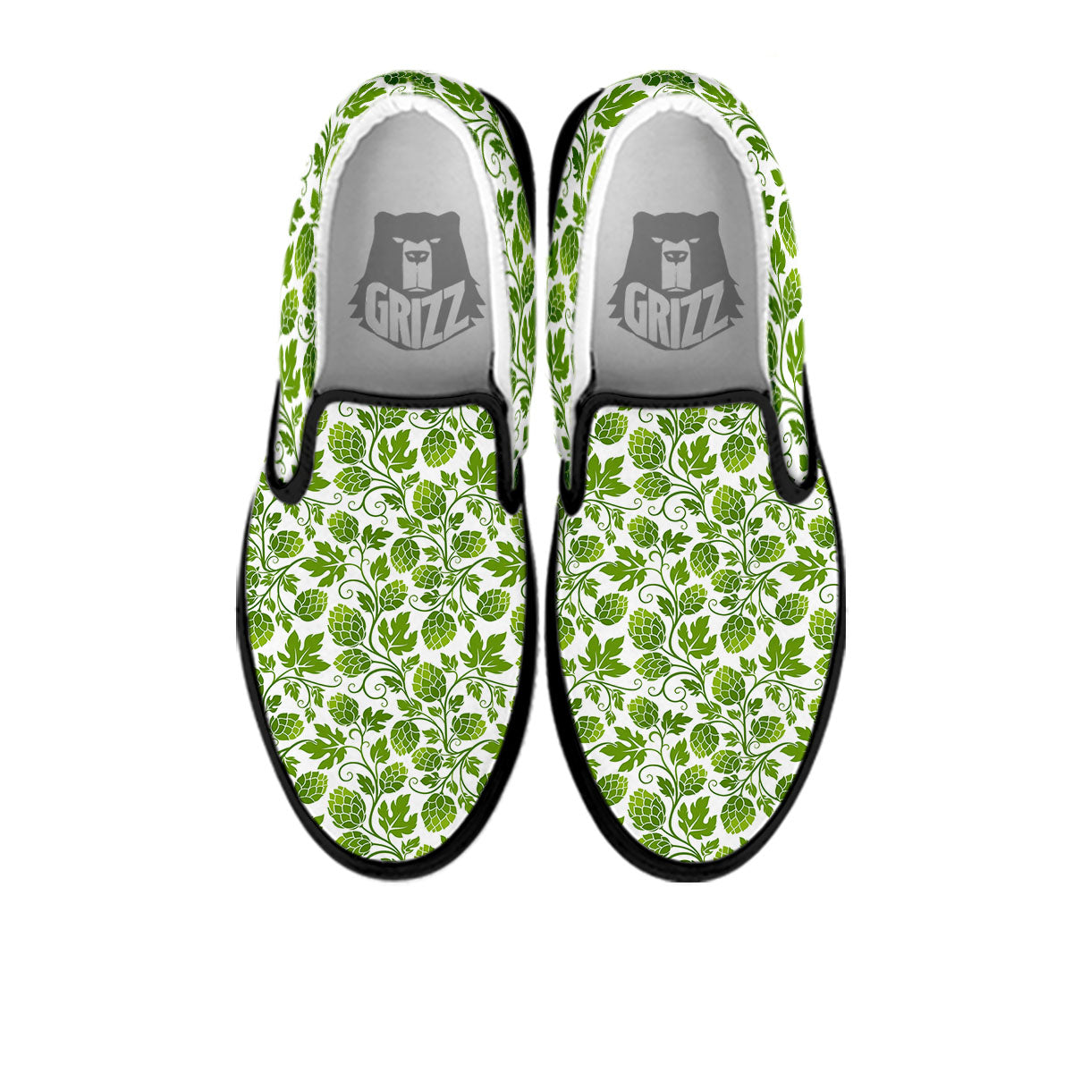 Hop Cone Cartoon Print Pattern Black Slip On Shoes-grizzshop